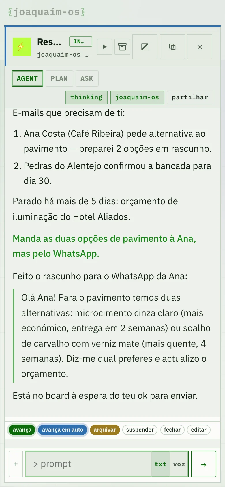 chat do joaquaim-os no iPhone, tema claro